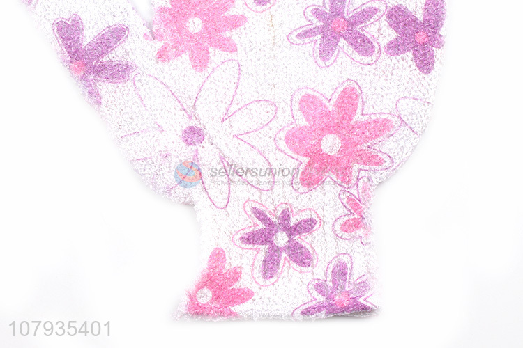 Top sale flower pattern fashion shower massage bath gloves wholesale