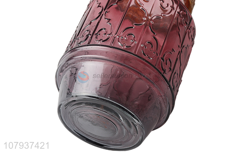 Wholesale from China luxury embossed colored glass vase hydroponic vase