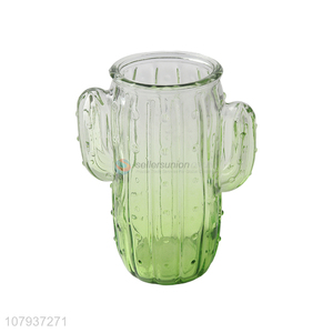 Good quality creative cactus shape glass vase tinted home vases