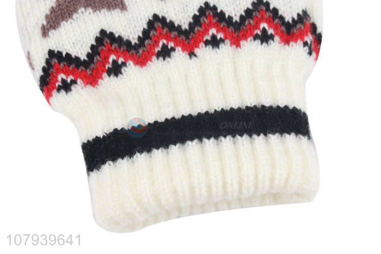 Good Quality Star Pattern Knitted Gloves Ladies Winter Warm Gloves