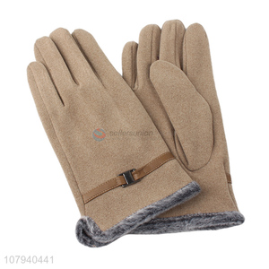 Online wholesale fashionable men winter faux fur mouth gloves for cycling