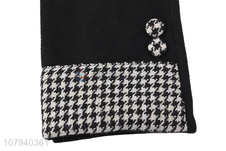 High quality fashionable men winter houndstooth gloves fleece lined gloves