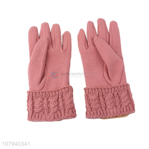 Wholesale women winter gloves knitting mouth mirco velvet cycling gloves