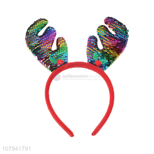 Custom Christmas Decoration Sequins Antlers Hair Band Christmas Head Band