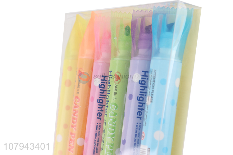 New style good quality 6pieces highlighter marker for stationery