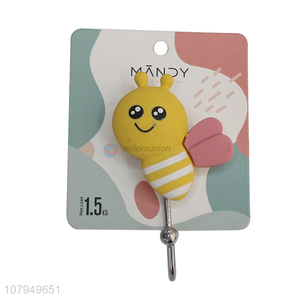 Low price yellow cartoon bee universal sucker sticky hook wholesale