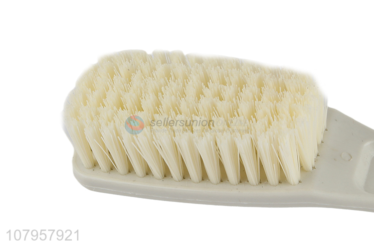 High quality beige plastic shoe brush with long handle daily cleaning brush