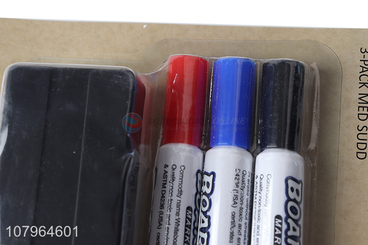 Good quality teaching marker pen with blackboard eraser set