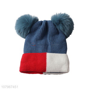 High quality kids boys girls winter knitted beanies toddler knitting cap