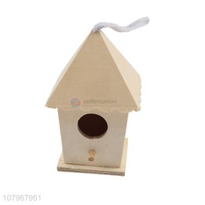 Hot selling wooden hut creative home accessories mini birdhouse