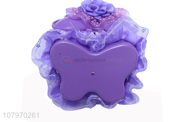 Top product plastic kids princess box jewelry case with flower lid