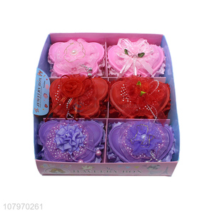 Top product plastic kids princess box jewelry case with flower lid