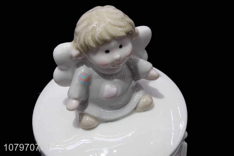 China supplier ceramic angel jewelry case rings jewelry storage box