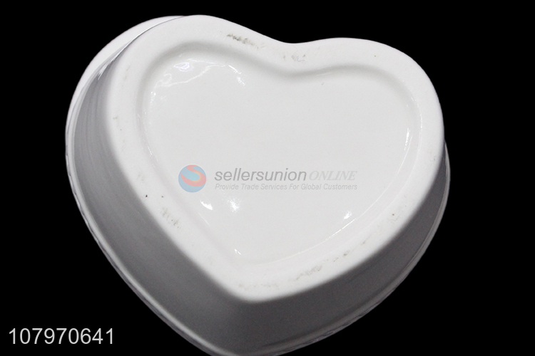 Low price heart shaped ceramic jewelry box case with flower lid