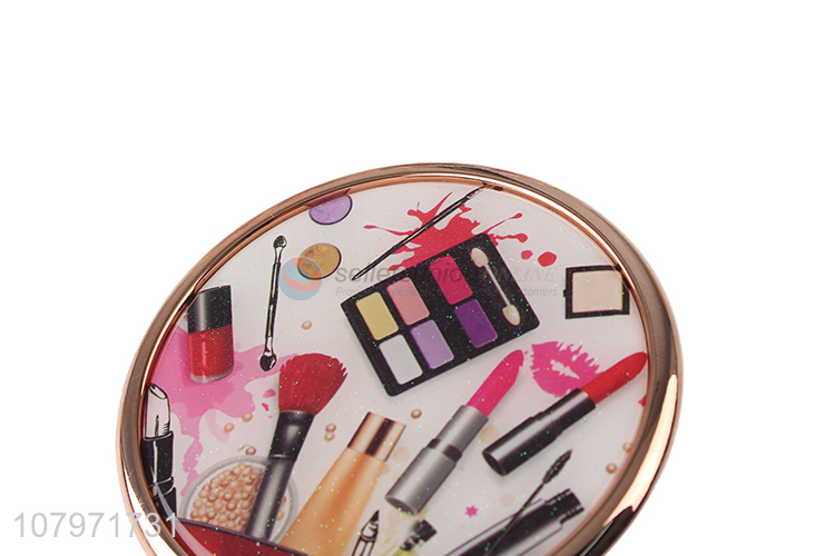 Wholesale Fashion Printing Round Makeup Mirror With Handle