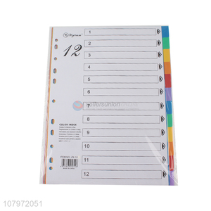 Factory direct sale color index dividers paper index dividers