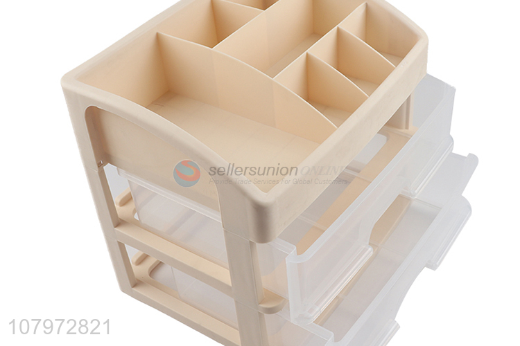 Top quality multi-use 2-layer plastic storage drawer box makeup organizer