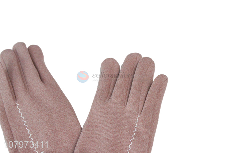 Factory price pink thick warm gloves windproof gloves for ladies