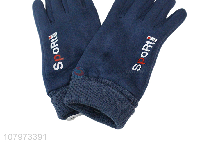 Yiwu direct sale blue printed gloves ladies sports gloves autumn