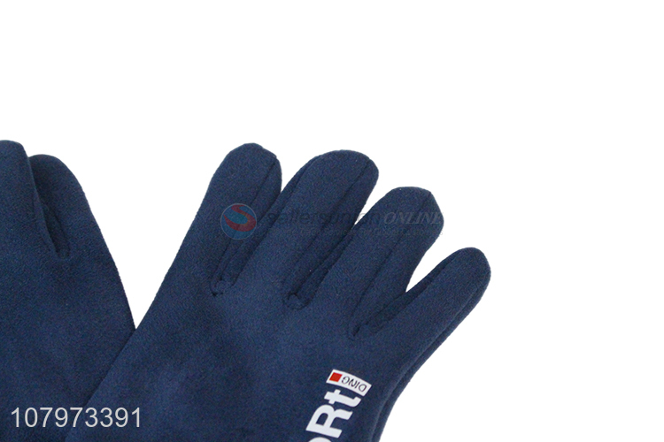 Yiwu direct sale blue printed gloves ladies sports gloves autumn