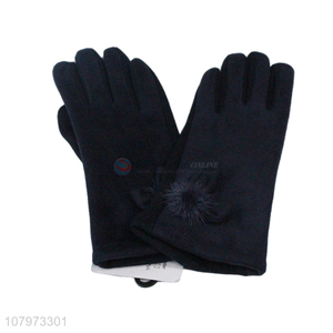 High quality navy blue thick gloves ladies windproof warm gloves