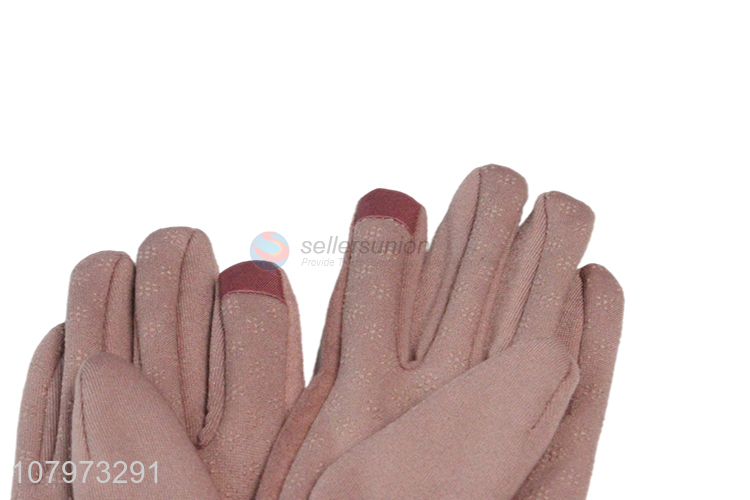 Factory price pink thick warm gloves ladies windproof gloves