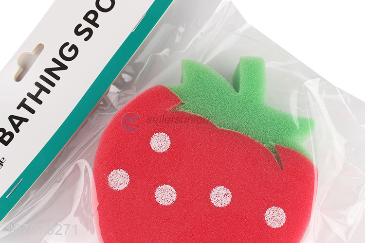 Yiwu market strawberry shape bath exfoliating sponge for kids