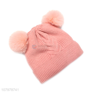 Hot items children boys girls winter skull cap knitted fleece lined beanies