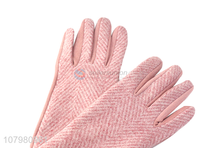 Fashion Herringbone Ladies Leisure Gloves Thicken Warm Gloves For Women