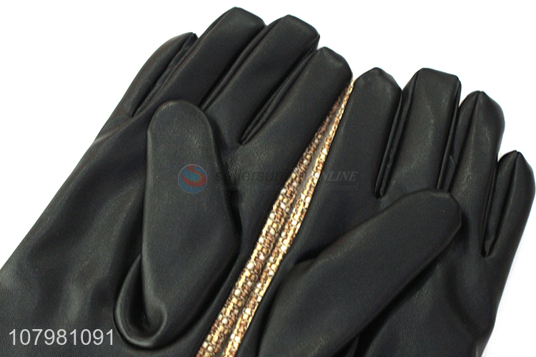 High Quality Winter Thicken Warm Gloves With PU Palm For Women