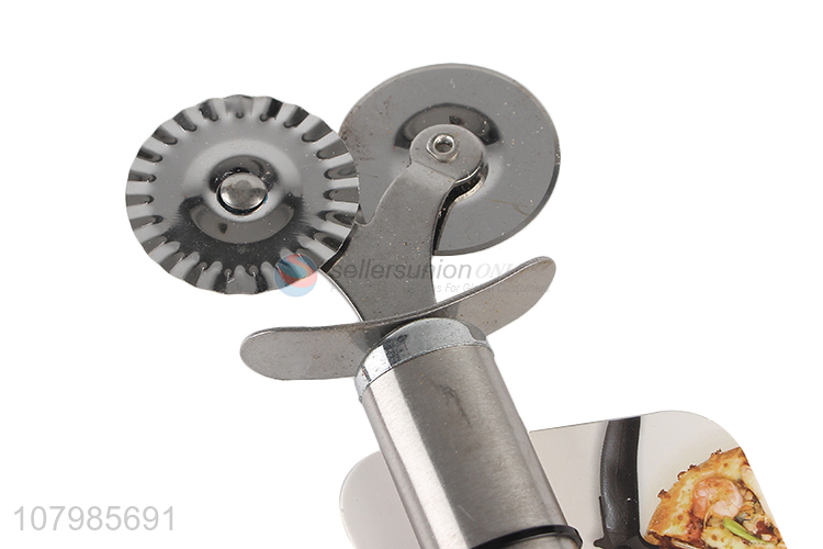 Good quality stainless steel double-wheel pizza cutter pizza tools