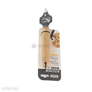 Low price multi-function bottle opener cas opener with wooden handle