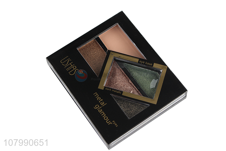 New arrival 5 colors shimmer eyeshadow palette set with eyeshadow applicator