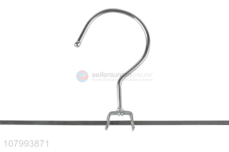 Hot selling stainless iron pants hanger with clips household clothes hanger