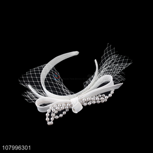 Hot items women pearl tulle hairband hair hoops fashion hair accessories