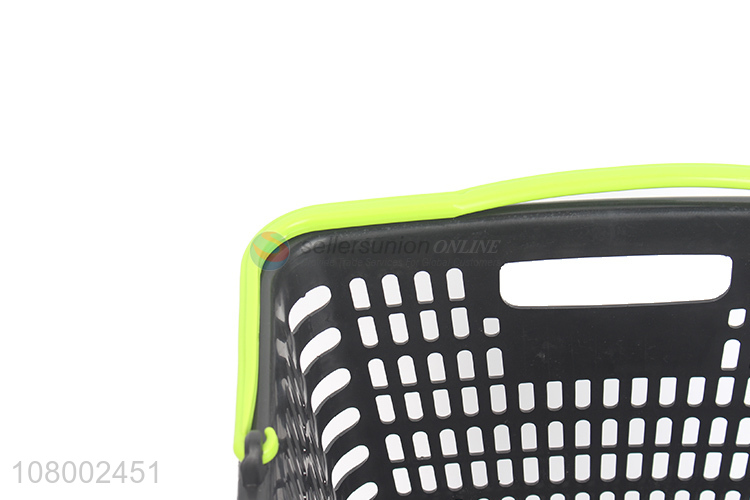 Factory price large stackable plastic shopping basket with double handles