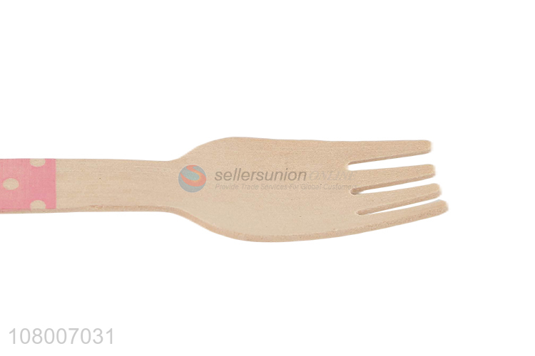 Wholesale from china disposable portable pink handle wooden fork