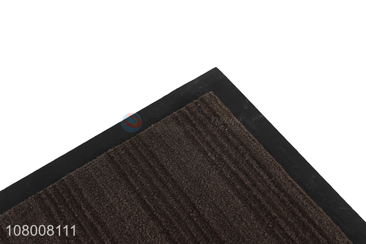 New arrival brown PVC cut pile horizontal strip floor mat for household