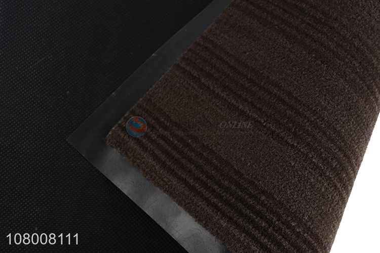 New arrival brown PVC cut pile horizontal strip floor mat for household