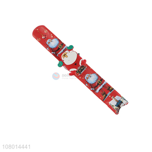 Online wholesale pvc Christmas wrist strap holiday slap band bracelet