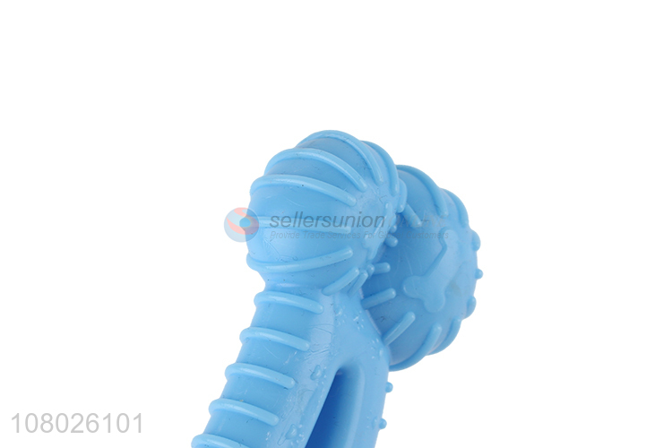 Good wholesale price blue silicone pet chew toy molar bone toy