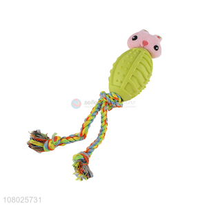 New arrival green cartoon pet toy olive with rope pet chew