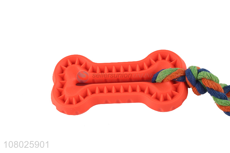 Good sale orange creative toy silicone pet chew toy molar stick with rope