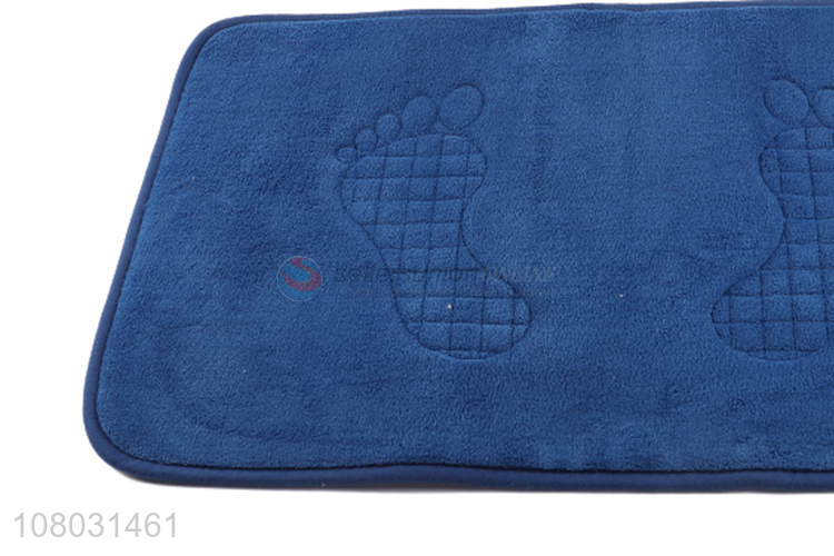 Best selling blue soft household floor mat with foot pattern