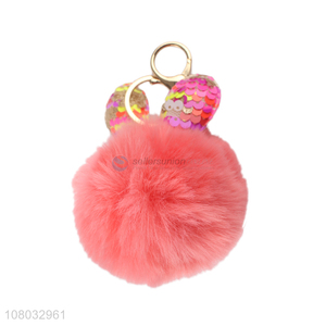 Yiwu direct sale red cute fur ball keychain pendant