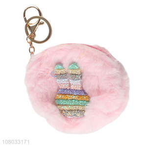 New products pink rabbit fur ball keychain decoration pendant