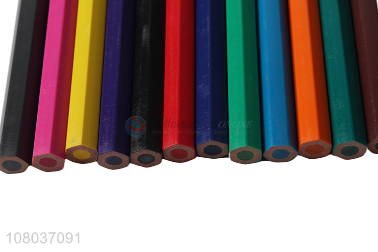 Best Quality 12 Pieces Plastic Colored Pencil Set