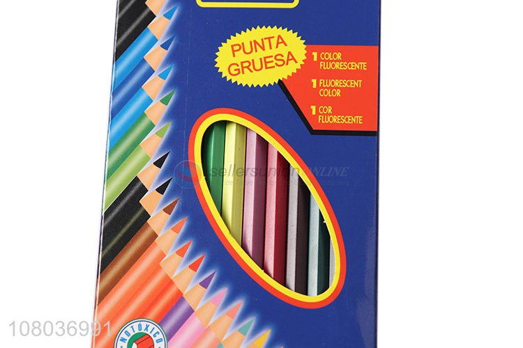 Custom 24 Pieces Plastic Colored Pencils For Children