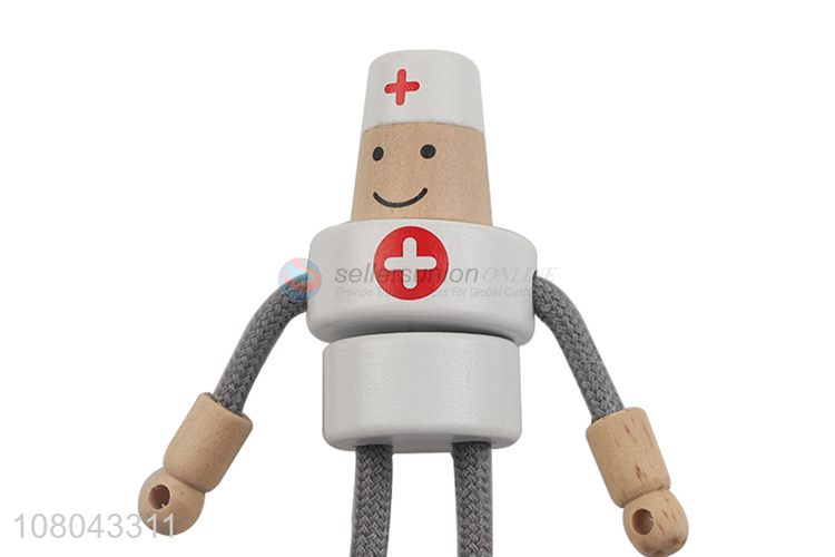 New hot sale poseable wooden doll doctor role play doll for kids