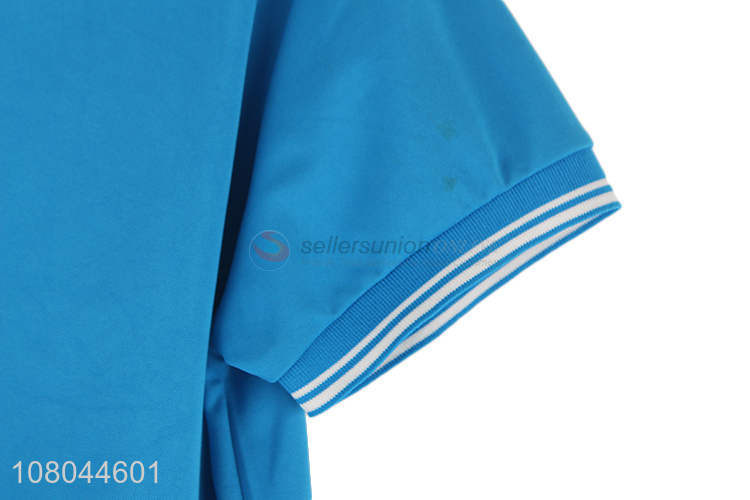 Yiwu Market Blue Cotton T-shirt Lapel Short Sleeve T-shirt